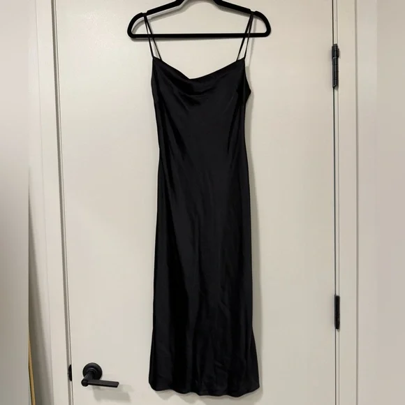 Express Black Satin Midi Dress Size XS - Picture 2 of 4